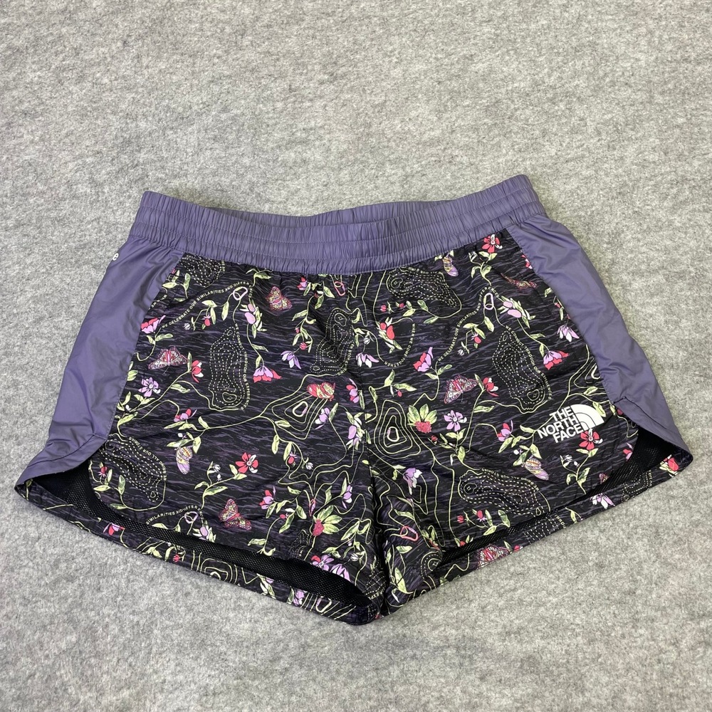 The North Face Hydrenaline Running Shorts Womens M Inseam 3'' Purple Butterfly